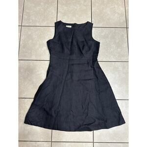 Talbots Women Dress Black 14P Petite A Line Sleeveless Irish Linen Sheath Resort